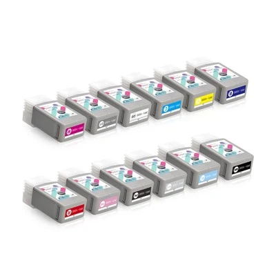 12 Xim 80ML PFI50 PFI 50 Compatible Disposable Ink Cartridge Nrog Chip Rau Canon Image Pro500 PRO-500
